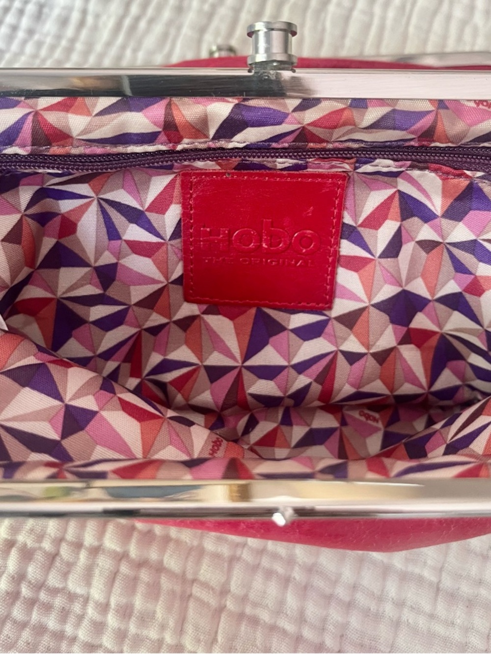 Hobo International Red Leather Lauren Bi-Fold Wallet Clutch - Picture 6 of 7